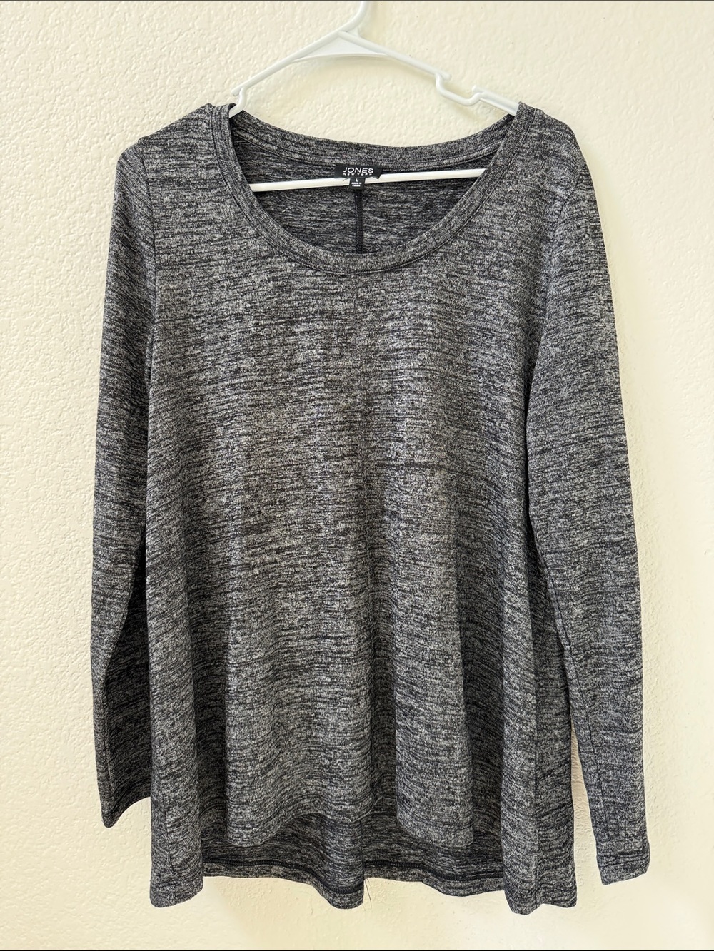 Jones New York Charcoal Marled Long Sleeve Top